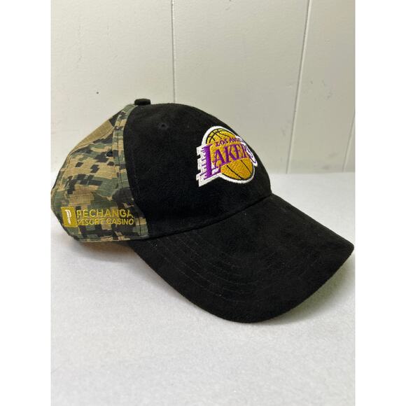 Los Angeles Lakers camo and black suede adjustable baseball cap - Picture 2 of 5